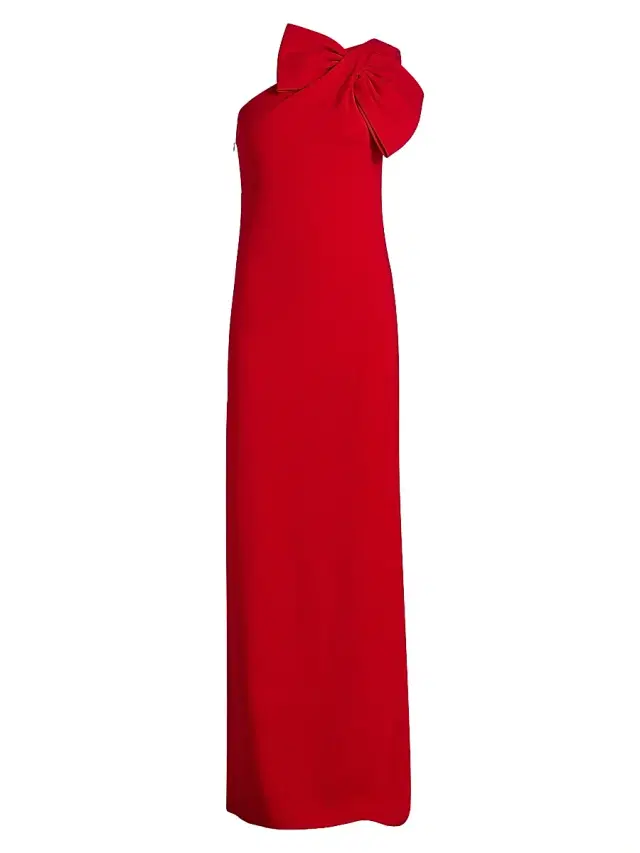 SACHIN BABI Women's Cosette Bow Crêpe One-Shoulder Gown - Cardinal