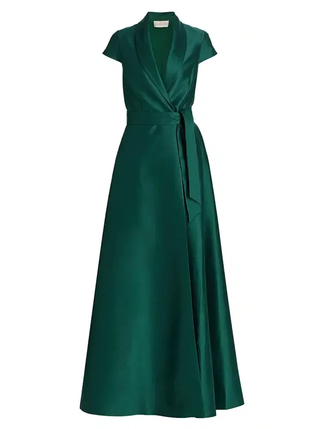 SACHIN BABI Women's Etienne Shawl Collar Wrap Gown - Forest Green