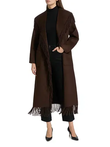 Simkhai Women's Carrie Fringed Longline Coat - Chocolate - Size XL | Thumbnail 2 Simkhai Women's Carrie Fringed Longline Coat - Chocolate - Size XL | Thumbnail 2