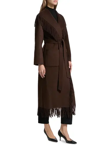 Simkhai Women's Carrie Fringed Longline Coat - Chocolate - Size XL | Thumbnail 4 Simkhai Women's Carrie Fringed Longline Coat - Chocolate - Size XL | Thumbnail 4