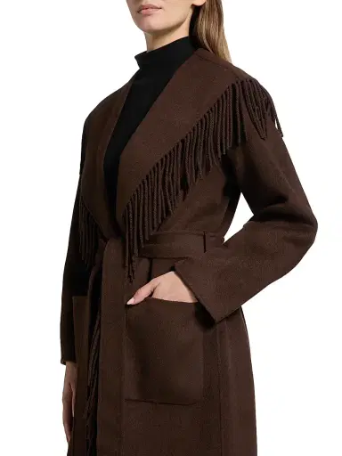 Simkhai Women's Carrie Fringed Longline Coat - Chocolate - Size XL | Thumbnail 6 Simkhai Women's Carrie Fringed Longline Coat - Chocolate - Size XL | Thumbnail 6