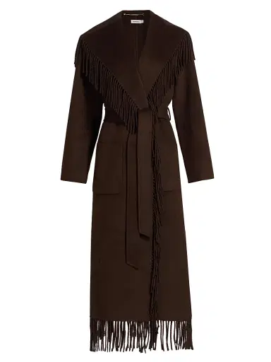 Simkhai Women's Carrie Fringed Longline Coat - Chocolate - Size XL | Thumbnail 1 Simkhai Women's Carrie Fringed Longline Coat - Chocolate - Size XL | Thumbnail 1