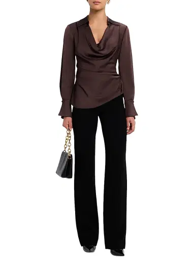 Simkhai Women's Symone Long-Sleeve Cowl Neck Top - Chocolate | Thumbnail 2 Simkhai Women's Symone Long-Sleeve Cowl Neck Top - Chocolate | Thumbnail 2
