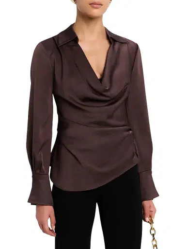 Simkhai Women's Symone Long-Sleeve Cowl Neck Top - Chocolate | Thumbnail 3 Simkhai Women's Symone Long-Sleeve Cowl Neck Top - Chocolate | Thumbnail 3