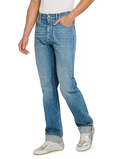 Bottega Veneta Men's Vintage Indigo-Washed Suede-Pocket Jeans - Medium Blue - Size 40 | Thumbnail 3 Bottega Veneta Men's Vintage Indigo-Washed Suede-Pocket Jeans - Medium Blue - Size 40 | Thumbnail 3