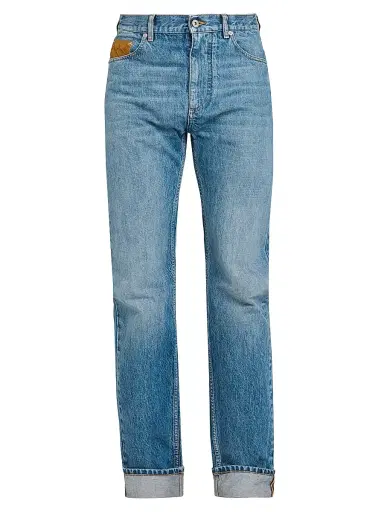 Bottega Veneta Men's Vintage Indigo-Washed Suede-Pocket Jeans - Medium Blue - Size 40 | Thumbnail 1 Bottega Veneta Men's Vintage Indigo-Washed Suede-Pocket Jeans - Medium Blue - Size 40 | Thumbnail 1