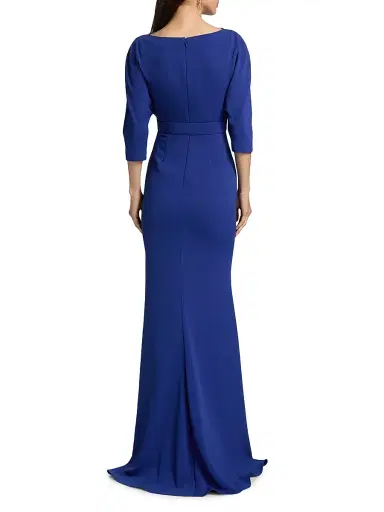 Badgley Mischka Women's Draped Belted Cowlneck Gown - Cobalt | Thumbnail 5 Badgley Mischka Women's Draped Belted Cowlneck Gown - Cobalt | Thumbnail 5