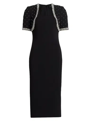 Badgley Mischka Women's Embellished Bolero Cocktail Dress - Black | Thumbnail 1