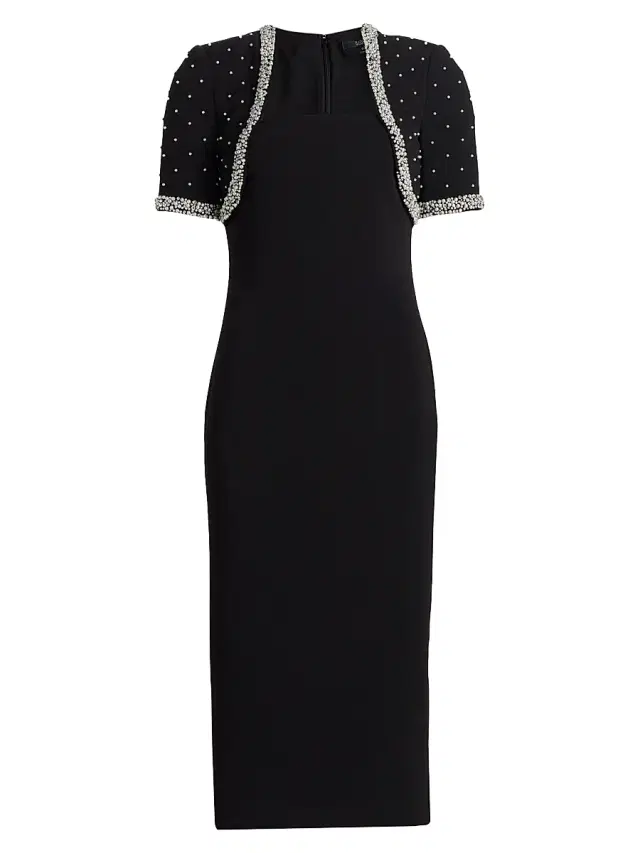 Badgley Mischka Women's Embellished Bolero Cocktail Dress - Black