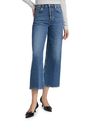RE/DONE Women's Mid 70s High-Rise Wide-Leg Crop Jeans - Mid - Size 29 | Thumbnail 3 RE/DONE Women's Mid 70s High-Rise Wide-Leg Crop Jeans - Mid - Size 29 | Thumbnail 3