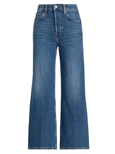 RE/DONE Women's Mid 70s High-Rise Wide-Leg Crop Jeans - Mid - Size 29 | Thumbnail 1 RE/DONE Women's Mid 70s High-Rise Wide-Leg Crop Jeans - Mid - Size 29 | Thumbnail 1