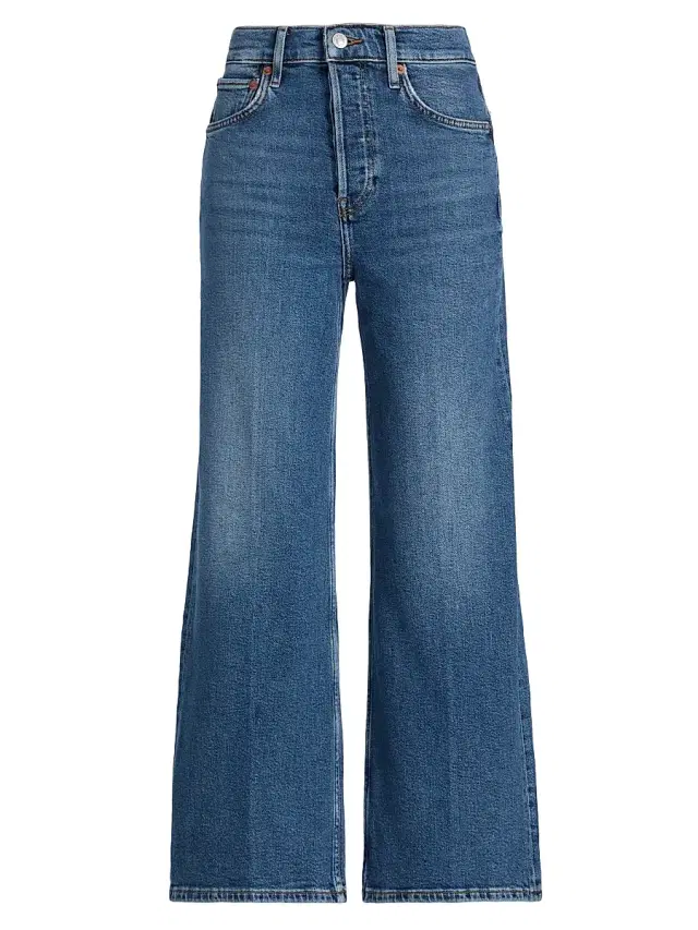 Re/done Women's Mid 70s High-Rise Wide-Leg Crop Jeans - Mid
