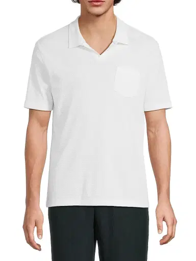 Vince Men's Birdseye Cotton Johnny Collar Shirt - Optic White | Thumbnail 3 Vince Men's Birdseye Cotton Johnny Collar Shirt - Optic White | Thumbnail 3