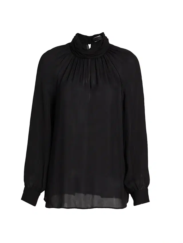 Nili Lotan Women's Axelle Silk Georgette Blouse - Black