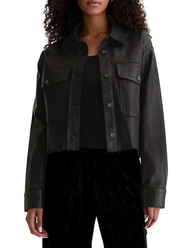 AG Jeans Women's Fala Leatherette Coated Denim Jacket - Leatherette Super Black