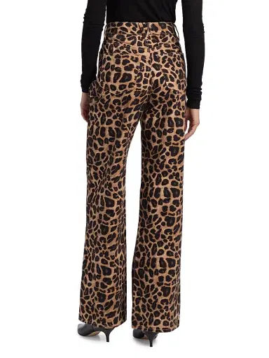 Veronica Beard Women's Taylor Leopard-Print High-Rise Wide-Leg Jeans | Thumbnail 5 Veronica Beard Women's Taylor Leopard-Print High-Rise Wide-Leg Jeans | Thumbnail 5
