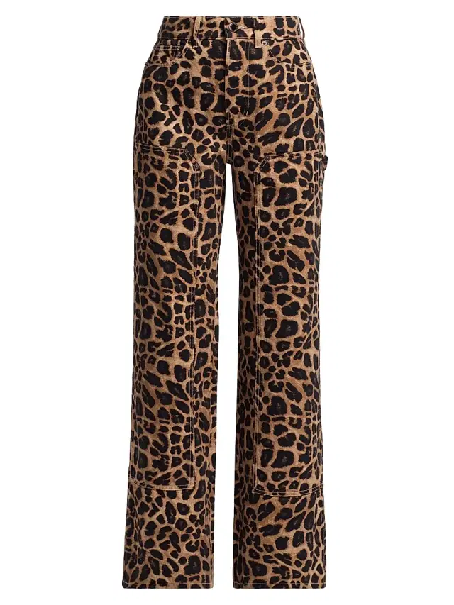Veronica Beard Women's Taylor Leopard-Print High-Rise Wide-Leg Jeans - Washed Leopard