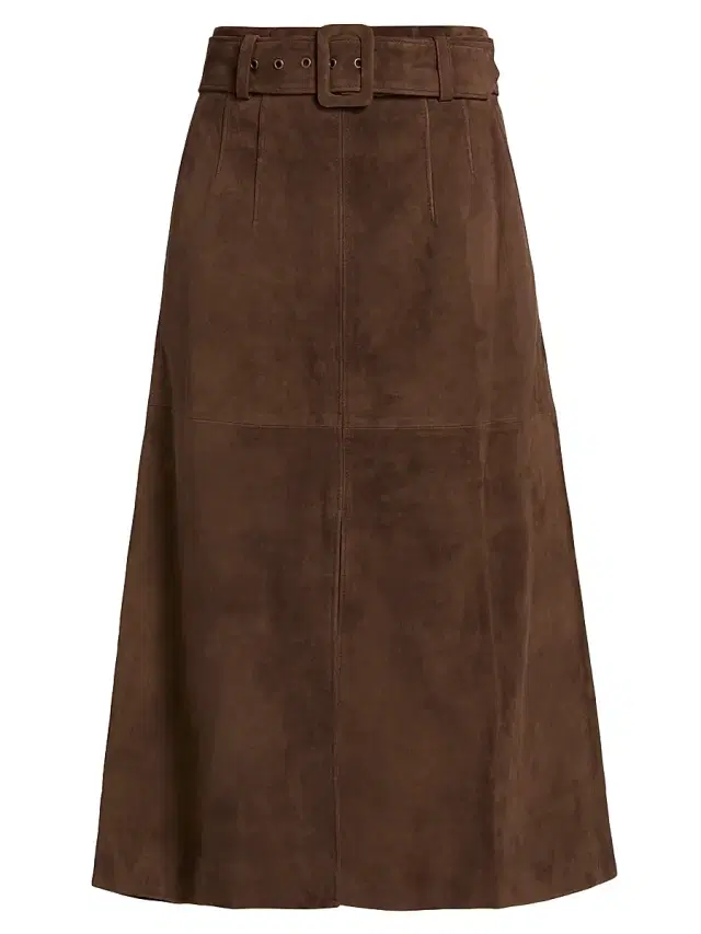 Women's Alexie Belted Suede A-Line Skirt - Mocha