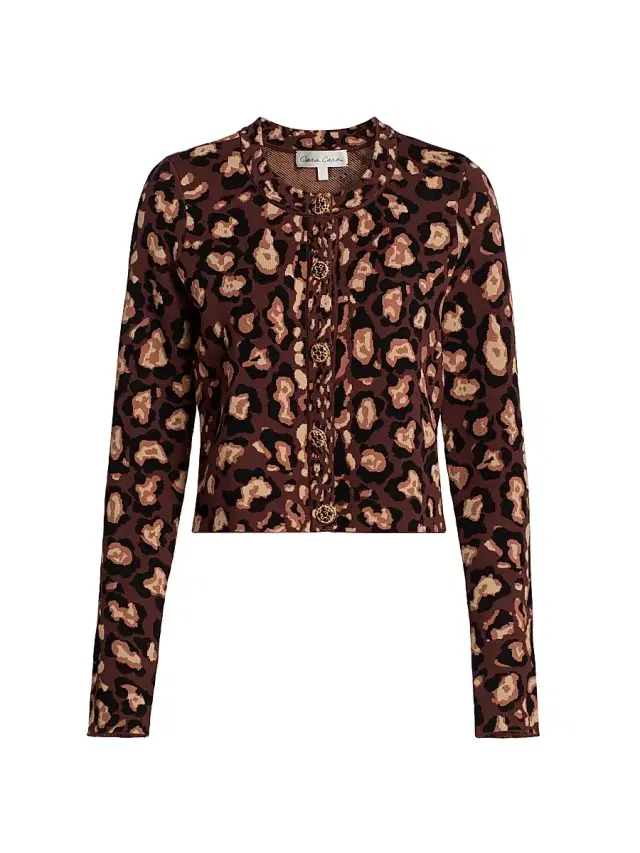 Cara Cara Women's Renada Printed Fitted Cardigan - Painted Animal Brown