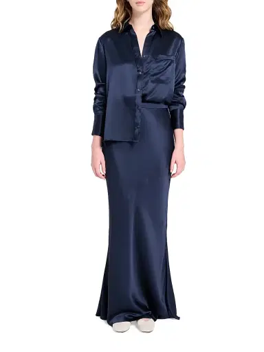 TWP Women's My Endless Love Satin Maxi Skirt - Night Sky - Size 12 | Thumbnail 2