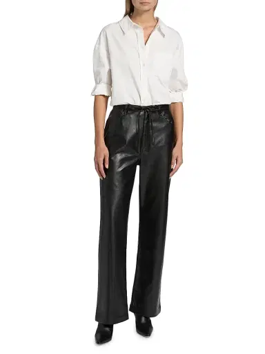 rag & bone Women's Phoebe Faux-Leather Drawcord Pants | Thumbnail 2