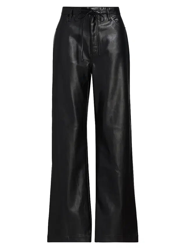 rag & bone Women's Phoebe Faux-Leather Drawcord Pants - Black