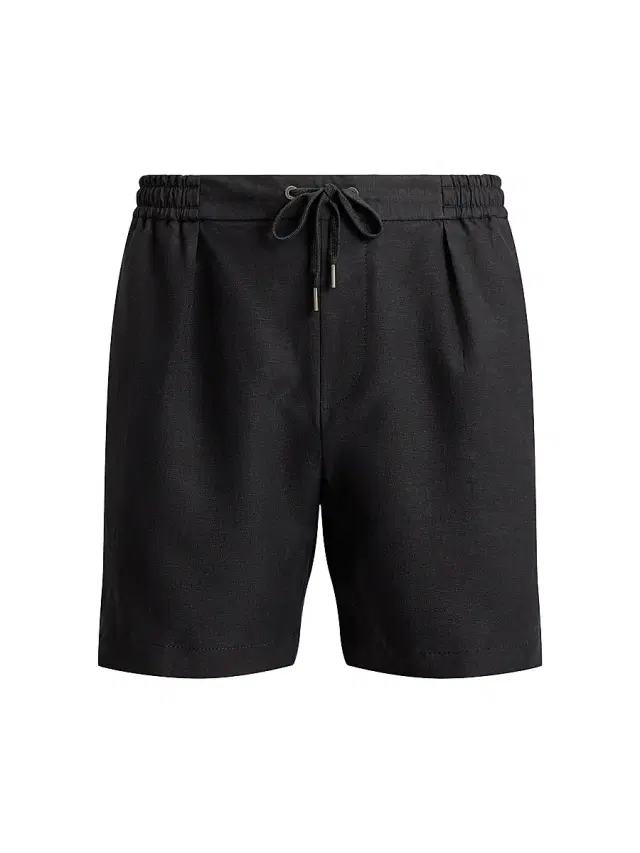 Men's Hand-Tailored Silk-Linen Shorts - Black
