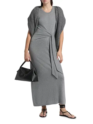 Lisa Yang Women's Deep Cloud Cotton-Cashmere Tie-Waist Maxi-Dress - Deep Cloud | Thumbnail 2 Lisa Yang Women's Deep Cloud Cotton-Cashmere Tie-Waist Maxi-Dress - Deep Cloud | Thumbnail 2