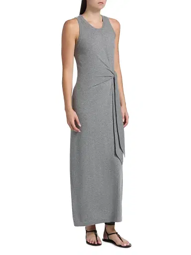 Lisa Yang Women's Deep Cloud Cotton-Cashmere Tie-Waist Maxi-Dress - Deep Cloud | Thumbnail 4 Lisa Yang Women's Deep Cloud Cotton-Cashmere Tie-Waist Maxi-Dress - Deep Cloud | Thumbnail 4