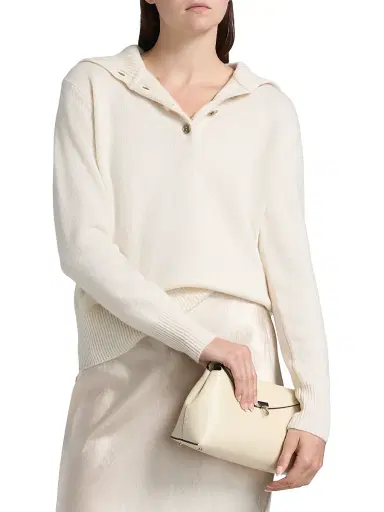 Lisa Yang Women's Maisie Cashmere Regular-Fit Polo Sweater - Cream | Thumbnail 3 Lisa Yang Women's Maisie Cashmere Regular-Fit Polo Sweater - Cream | Thumbnail 3