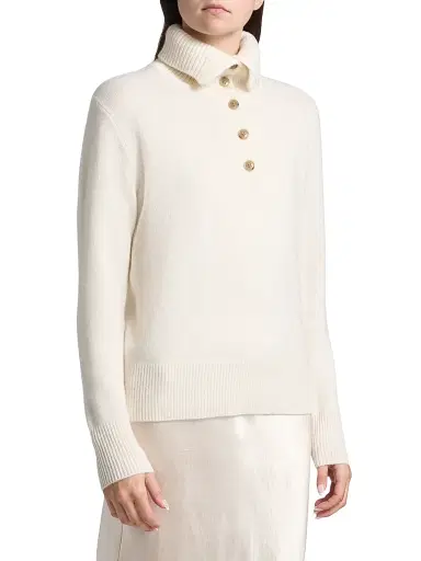 Lisa Yang Women's Maisie Cashmere Regular-Fit Polo Sweater - Cream | Thumbnail 4 Lisa Yang Women's Maisie Cashmere Regular-Fit Polo Sweater - Cream | Thumbnail 4