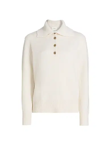 Lisa Yang Women's Maisie Cashmere Regular-Fit Polo Sweater - Cream | Thumbnail 1 Lisa Yang Women's Maisie Cashmere Regular-Fit Polo Sweater - Cream | Thumbnail 1