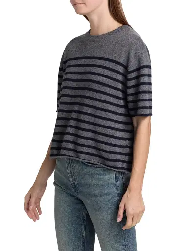 Lisa Yang Women's Cila Striped Cashmere Relaxed-Fit T-Shirt - Graphite Navy | Thumbnail 4 Lisa Yang Women's Cila Striped Cashmere Relaxed-Fit T-Shirt - Graphite Navy | Thumbnail 4