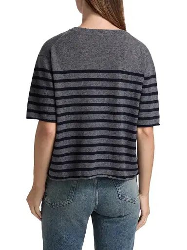 Lisa Yang Women's Cila Striped Cashmere Relaxed-Fit T-Shirt - Graphite Navy | Thumbnail 5 Lisa Yang Women's Cila Striped Cashmere Relaxed-Fit T-Shirt - Graphite Navy | Thumbnail 5