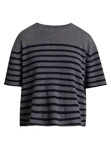 Lisa Yang Women's Cila Striped Cashmere Relaxed-Fit T-Shirt - Graphite Navy | Thumbnail 1 Lisa Yang Women's Cila Striped Cashmere Relaxed-Fit T-Shirt - Graphite Navy | Thumbnail 1