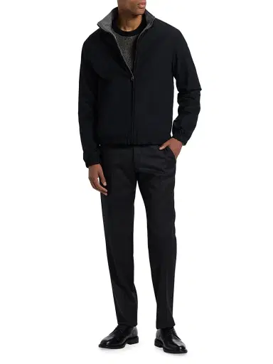 Saks Fifth Avenue Men's Reversible Cotton-Blend Bomber Jacket - Black - Size XXL | Thumbnail 2