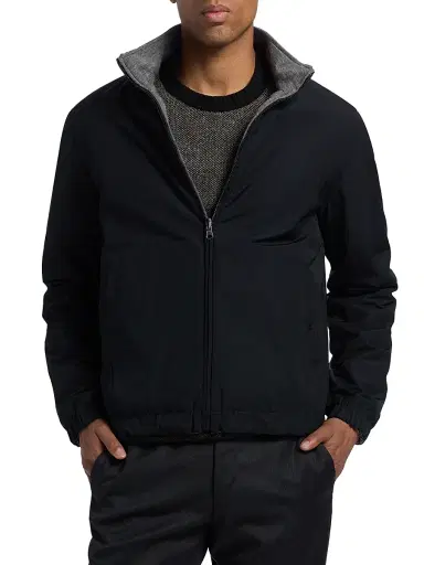 Saks Fifth Avenue Men's Reversible Cotton-Blend Bomber Jacket - Black - Size XXL | Thumbnail 3