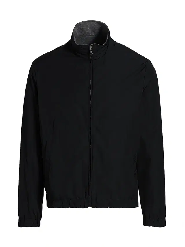 Men's Reversible Cotton-Blend Bomber Jacket - Black