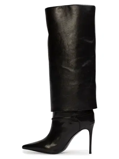 Black Suede Studio Women's Simone 100MM Leather Boots - Black Leather | Thumbnail 4 Black Suede Studio Women's Simone 100MM Leather Boots - Black Leather | Thumbnail 4