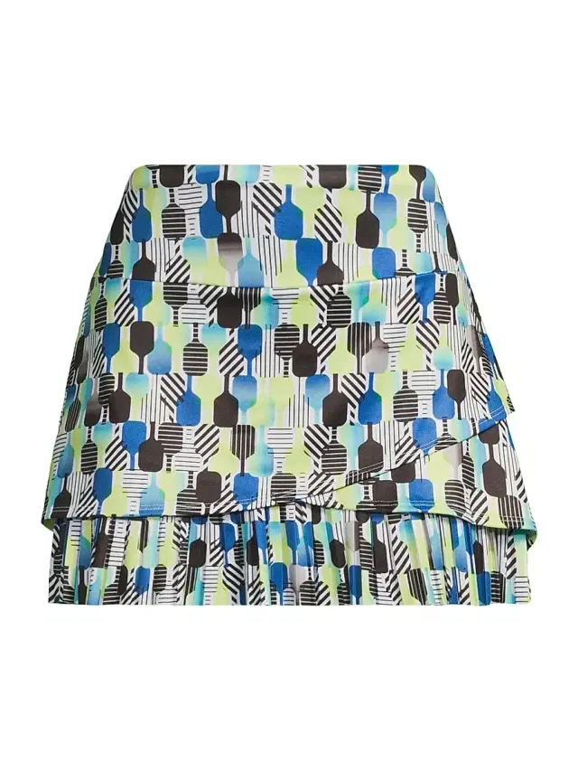 Lucky in Love Women's Stripe It Up Standard Fit Pickleball Miniskirt - Multi Color