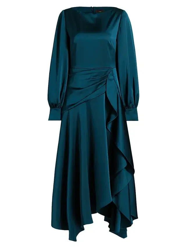 Theia Women's Florence Asymmetric Handkerchief Midi-Dress - Poseidon