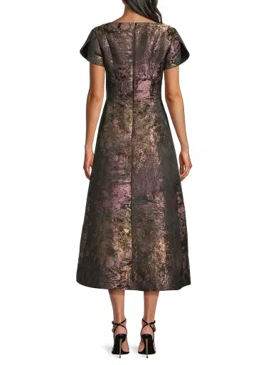 Kay Unger Women's Charlotte Metallic Tea-Length Dress - Carbon Multi | Thumbnail 5 Kay Unger Women's Charlotte Metallic Tea-Length Dress - Carbon Multi | Thumbnail 5