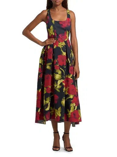 AZEEZA Women's Aishani Floral Poplin Midi-Dress - Red Rose - Size Medium | Thumbnail 3 AZEEZA Women's Aishani Floral Poplin Midi-Dress - Red Rose - Size Medium | Thumbnail 3