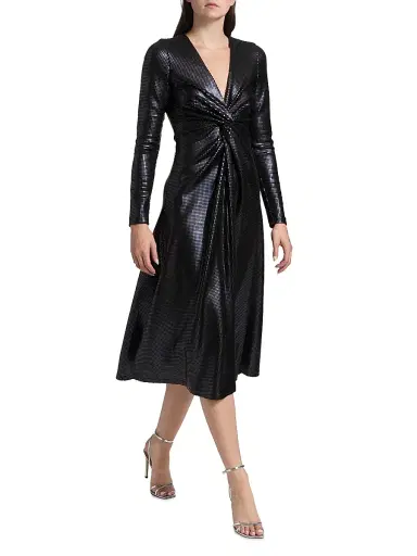 PRABAL GURUNG Women's Embellished Twist-Front Midi-Dress - Black - Size XS | Thumbnail 2 PRABAL GURUNG Women's Embellished Twist-Front Midi-Dress - Black - Size XS | Thumbnail 2