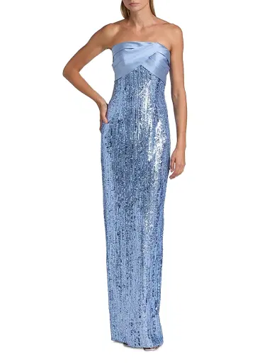 PAMELLA ROLAND Women's Sequined Satin Mix Media Gown | Thumbnail 2 PAMELLA ROLAND Women's Sequined Satin Mix Media Gown | Thumbnail 2