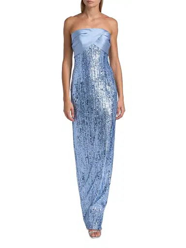 PAMELLA ROLAND Women's Sequined Satin Mix Media Gown | Thumbnail 3 PAMELLA ROLAND Women's Sequined Satin Mix Media Gown | Thumbnail 3