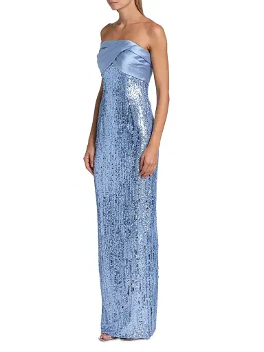 PAMELLA ROLAND Women's Sequined Satin Mix Media Gown | Thumbnail 4 PAMELLA ROLAND Women's Sequined Satin Mix Media Gown | Thumbnail 4