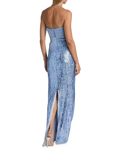 PAMELLA ROLAND Women's Sequined Satin Mix Media Gown | Thumbnail 5 PAMELLA ROLAND Women's Sequined Satin Mix Media Gown | Thumbnail 5