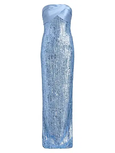 PAMELLA ROLAND Women's Sequined Satin Mix Media Gown | Thumbnail 1 PAMELLA ROLAND Women's Sequined Satin Mix Media Gown | Thumbnail 1