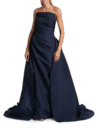 Pamella Roland Women's Draped Faille Strapless Ballgown - Midnight | Thumbnail 3 Pamella Roland Women's Draped Faille Strapless Ballgown - Midnight | Thumbnail 3